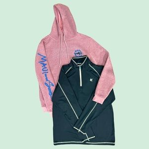 Mens L Large Maui and Sons Hoodie SURF & White Water Shirt Lot Hooded Sweatshirt